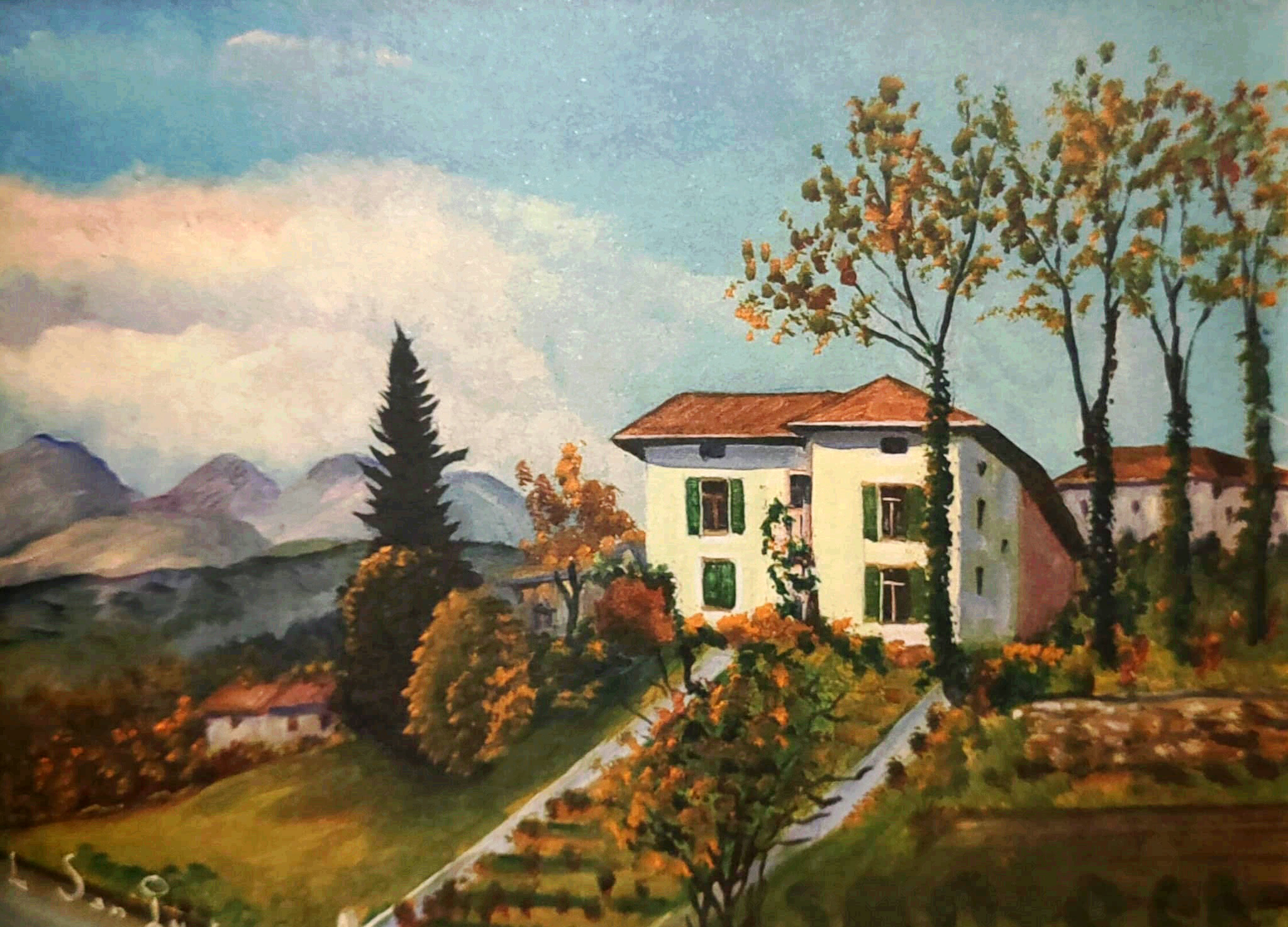Paluzza frazione Naunina - tempera su tela 1972