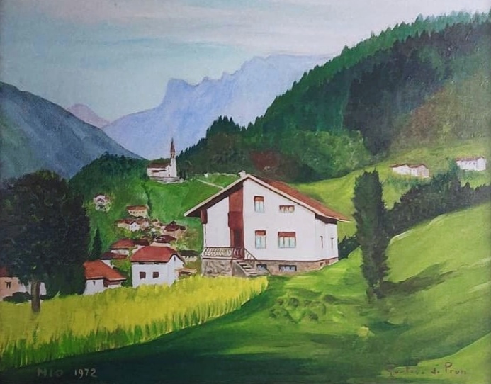 Paluzza frazione Naunina - tempera su tela 1972