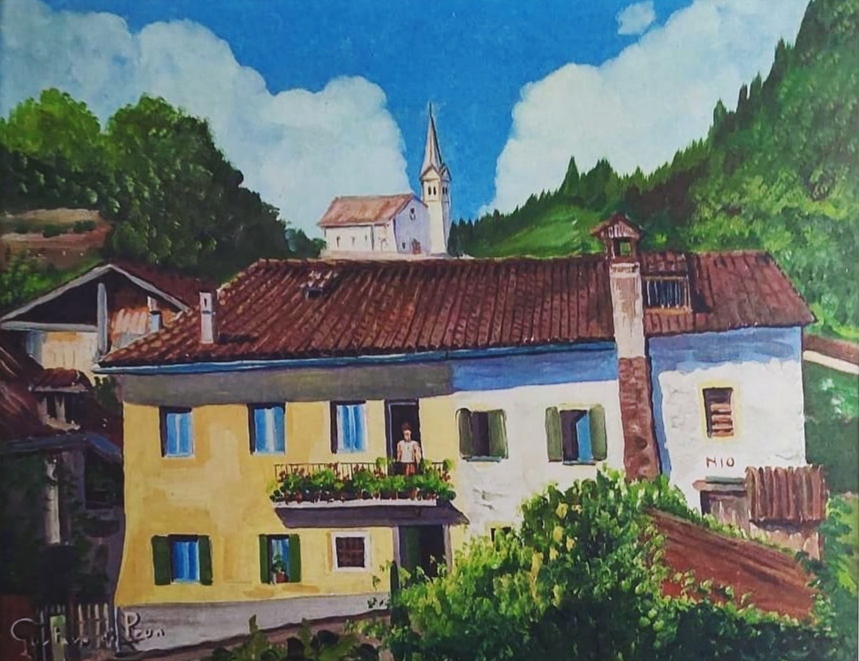 Casteons di Paluzza. Casa Vanino - tempera su tela incollata su tavola